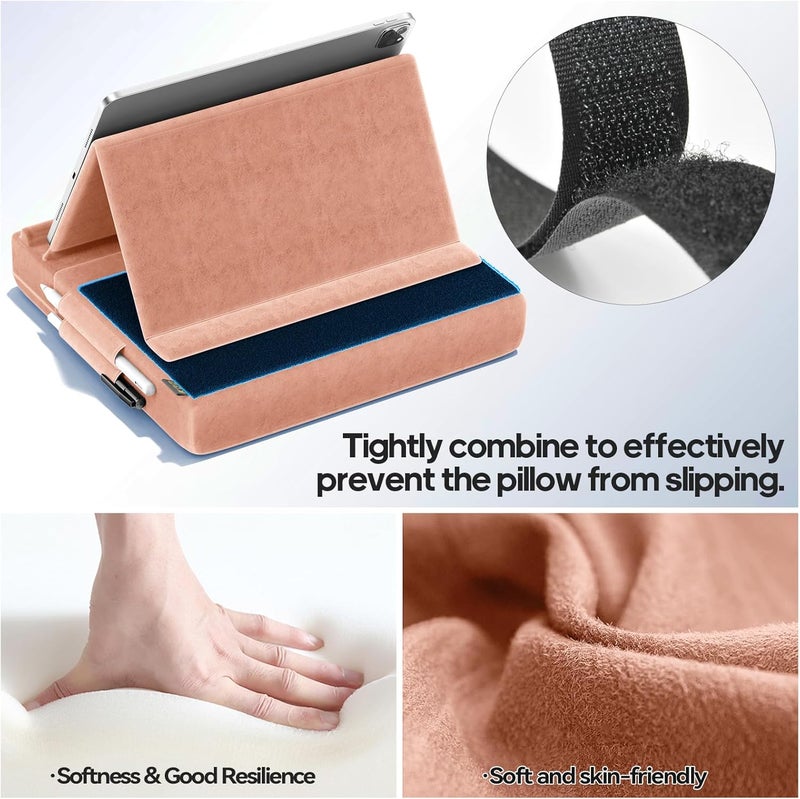 KDD Tablet Pillow Stand, Multi-Angle Viewing Ipad Holder for Lap, Bed and Desk, Foldable Soft Pad Dock with Stylus Mount Compatible with Ipad Pro 12.9, 10.5, 11, Air, Mini, Phones, Books, E-Reader - Image 5